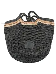 Vorschaubild 1 von Korbtasche Strohtasche Henkeltasche Schwarz Beige Damen Strandtasche