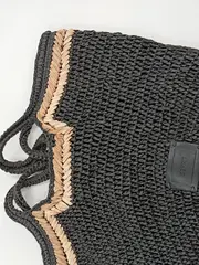 Vorschaubild 5 von Korbtasche Strohtasche Henkeltasche Schwarz Beige Damen Strandtasche