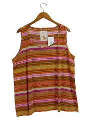 Vorschaubild 1 von Damen Top ärmellos gestreift Baumwolle Mehrfarbig Gr. 48/4XL