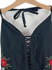 Vorschaubild 3 von Damen Badeanzug Gr. 38 Schwarz Blumenmuster Schnürung vorne