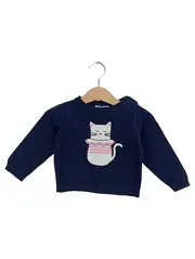 Vorschaubild 1 von Kinder Pullover Gr. 74 Blau Katze Langarm Baumwolle