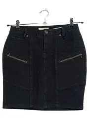 Vorschaubild 1 von Damen Minirock Schwarz Gr. 32 Jeans Reißverschluss Taschen