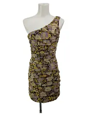 Vorschaubild 1 von Freizeitkleid Damen Gr. 36/S Mehrfarbig Floral Asymmetrisch Raffungen