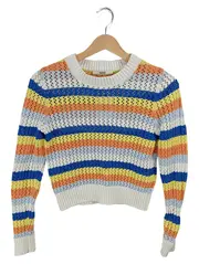 Vorschaubild 1 von Damen Pullover Strick Gestreift Mehrfarbig Cropped Gr. XS