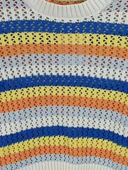 Vorschaubild 2 von Damen Pullover Strick Gestreift Mehrfarbig Cropped Gr. XS