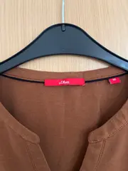 Vorschaubild 3 von Damen T-Shirt Gr. 36 S Braun Kurzarm Modal Henley