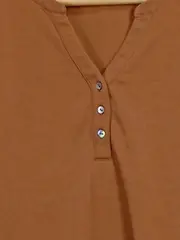 Vorschaubild 2 von Damen T-Shirt Gr. 36 S Braun Kurzarm Modal Henley