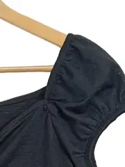 Vorschaubild 3 von Damen Top Kurzarm Raffung Rüschen Schwarz Gr. 40/L