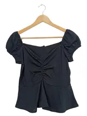 Vorschaubild 1 von Damen Top Kurzarm Raffung Rüschen Schwarz Gr. 40/L
