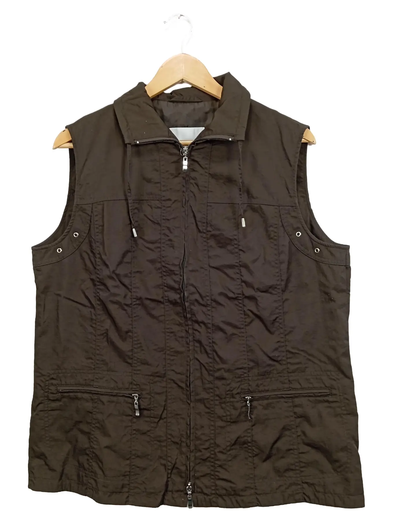 FRANK WALDER Damen Steppweste Gr. 44/XXL Braun Casual Reißverschluss