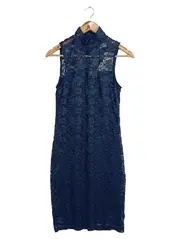 Vorschaubild 1 von Damen Festliches Kleid Spitze Blau Gr. 36 Elegant Ärmellos