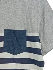 Vorschaubild 3 von T-Shirt Kinder Gr. 158/164 Gestreift Kurzarm Baumwolle Freizeit Grau