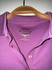 Vorschaubild 3 von Damen Poloshirt Gr. 40 L Lila Casual Kurzarm Baumwolle