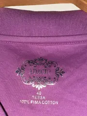 Vorschaubild 4 von Damen Poloshirt Gr. 40 L Lila Casual Kurzarm Baumwolle