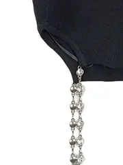 Vorschaubild 2 von Damen Top M Schwarz Modern Rippstrick Strassketten