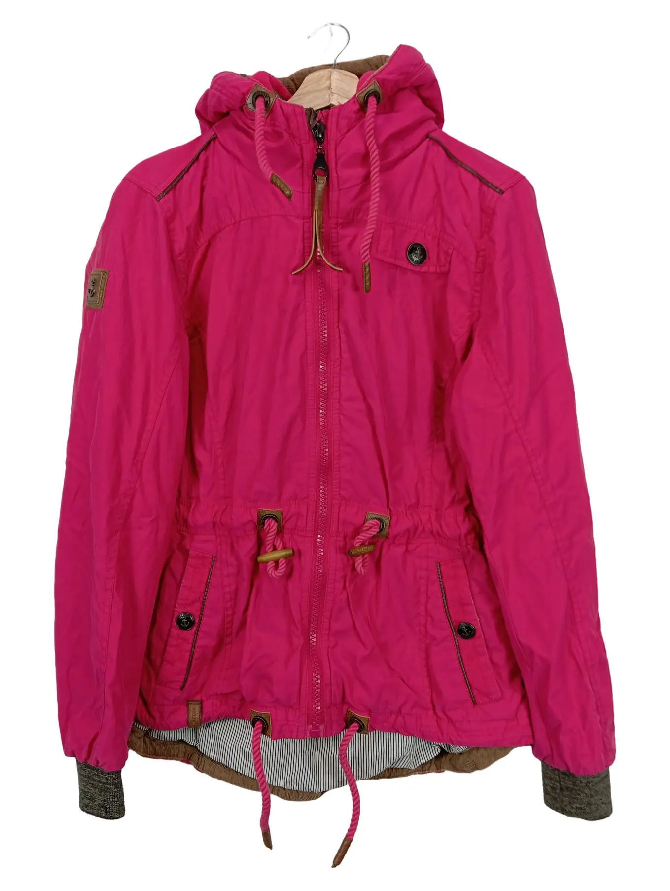 NAKETANO Damen Sweatjacke Rosa Gr. 40/L Kapuze Reißverschluss Casual Streetwear