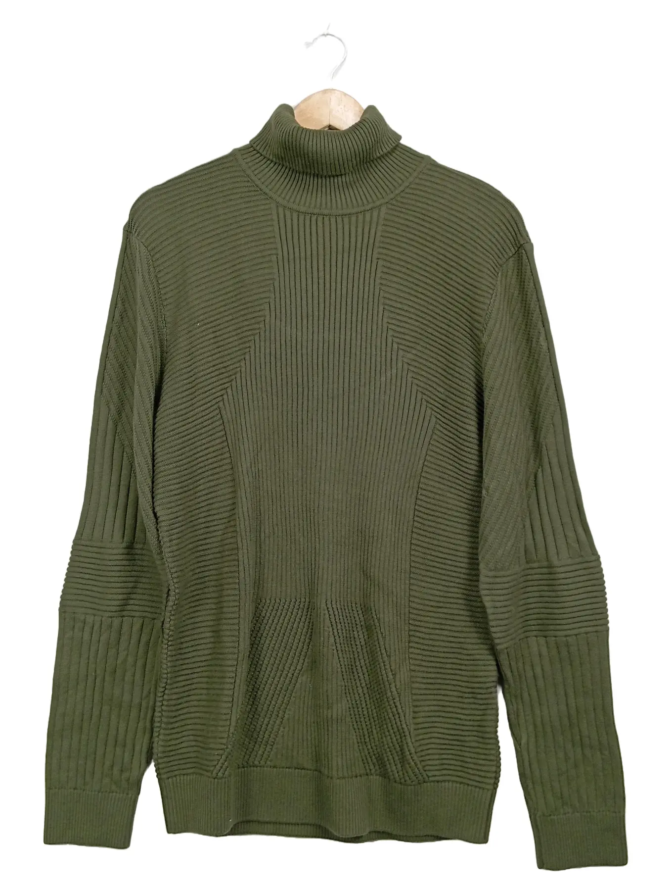 WORMLAND Herren Rollkragen Strickpullover Oliv Gr. XL Rippstrick