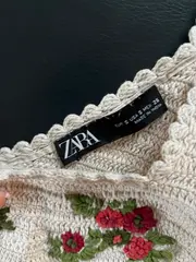 Vorschaubild 3 von Häkel Crop Top Damen Gr. S Beige Blumenstickerei Boho