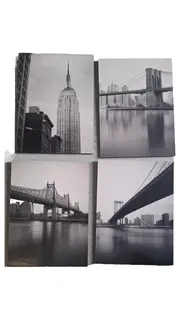 Vorschaubild 1 von Leinwandbild New York Skyline Brücken Grafik Schwarz 33x9 cm