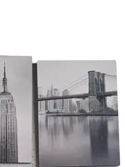 Vorschaubild 3 von Leinwandbild New York Skyline Brücken Grafik Schwarz 33x9 cm