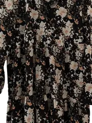 Vorschaubild 3 von Damen Blusenkleid Blumenmuster Midikleid Viskose Schwarz Gr. 38