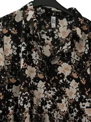 Vorschaubild 4 von Damen Blusenkleid Blumenmuster Midikleid Viskose Schwarz Gr. 38