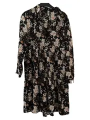 Vorschaubild 1 von Damen Blusenkleid Blumenmuster Midikleid Viskose Schwarz Gr. 38