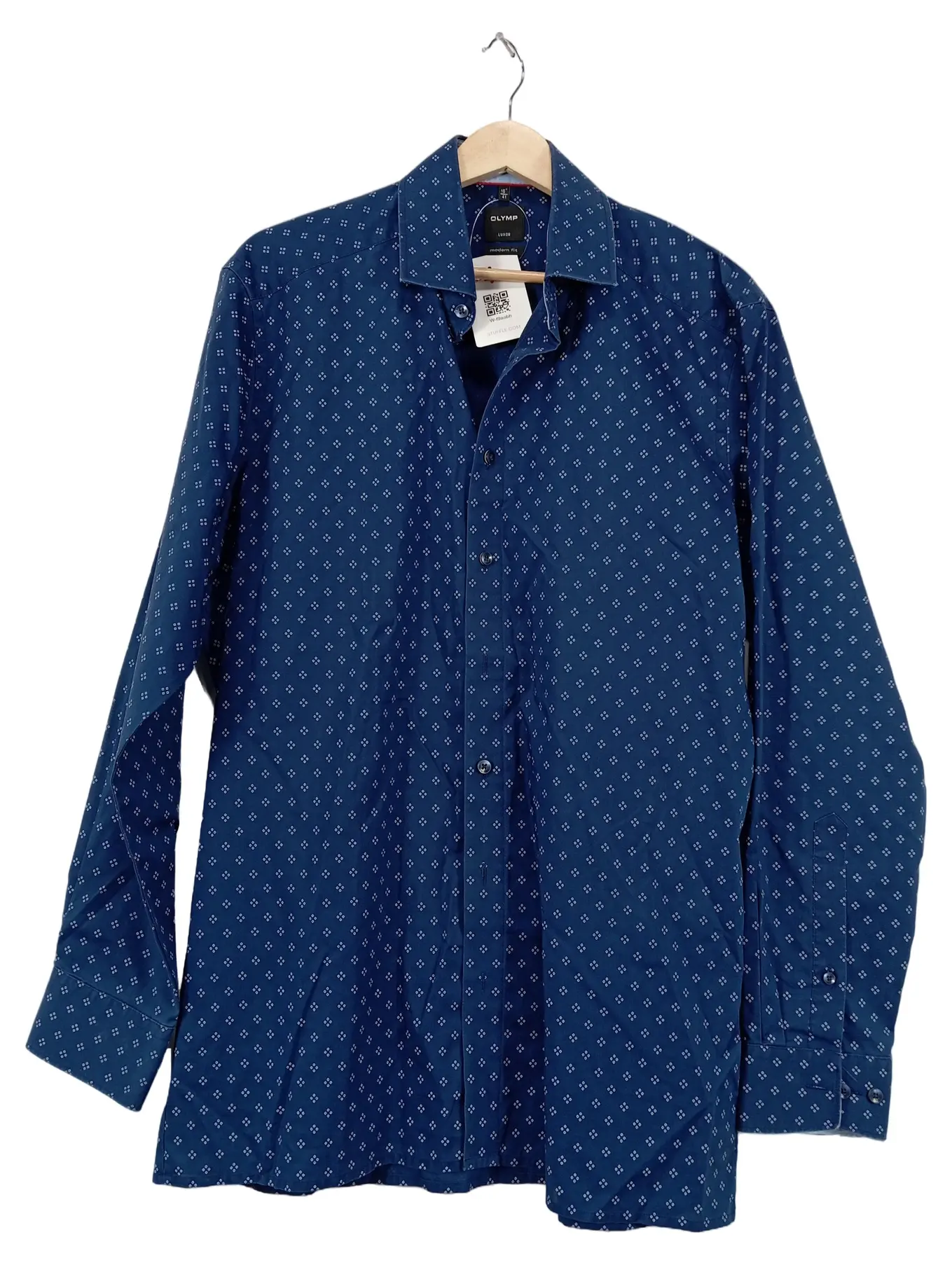 OLYMP Luxor Modern Fit Herrenhemd Blau gemustert Gr. 41 Business