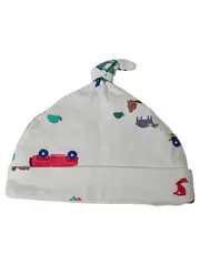 Vorschaubild 1 von Kinder Mütze 9-12 Monate Weiß Baumwolle Grafisch Baby Hut