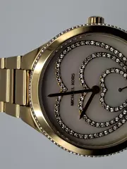 Vorschaubild 4 von Damenuhr Herz Design Gold Edelstahl Strasssteine