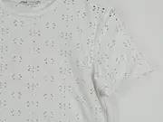 Vorschaubild 3 von Damen T-Shirt Weiß Gr. 38/M Casual Lochmuster Kurzarm Shirt