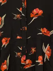 Vorschaubild 3 von Hemdblusenkleid Blumenmuster Baumwolle Schwarz L Freizeit