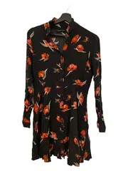 Vorschaubild 1 von Hemdblusenkleid Blumenmuster Baumwolle Schwarz L Freizeit