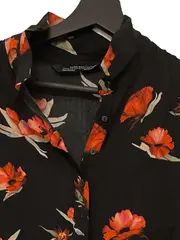 Vorschaubild 4 von Hemdblusenkleid Blumenmuster Baumwolle Schwarz L Freizeit
