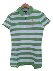 Vorschaubild 1 von Damen Poloshirt 36/S Grün Gestreift Preppy Sportlich
