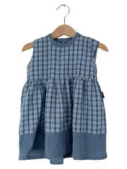 Vorschaubild 1 von Baby Sommerkleid Gr. 80 Blau Kariert Mädchen Kleid Ärmellos