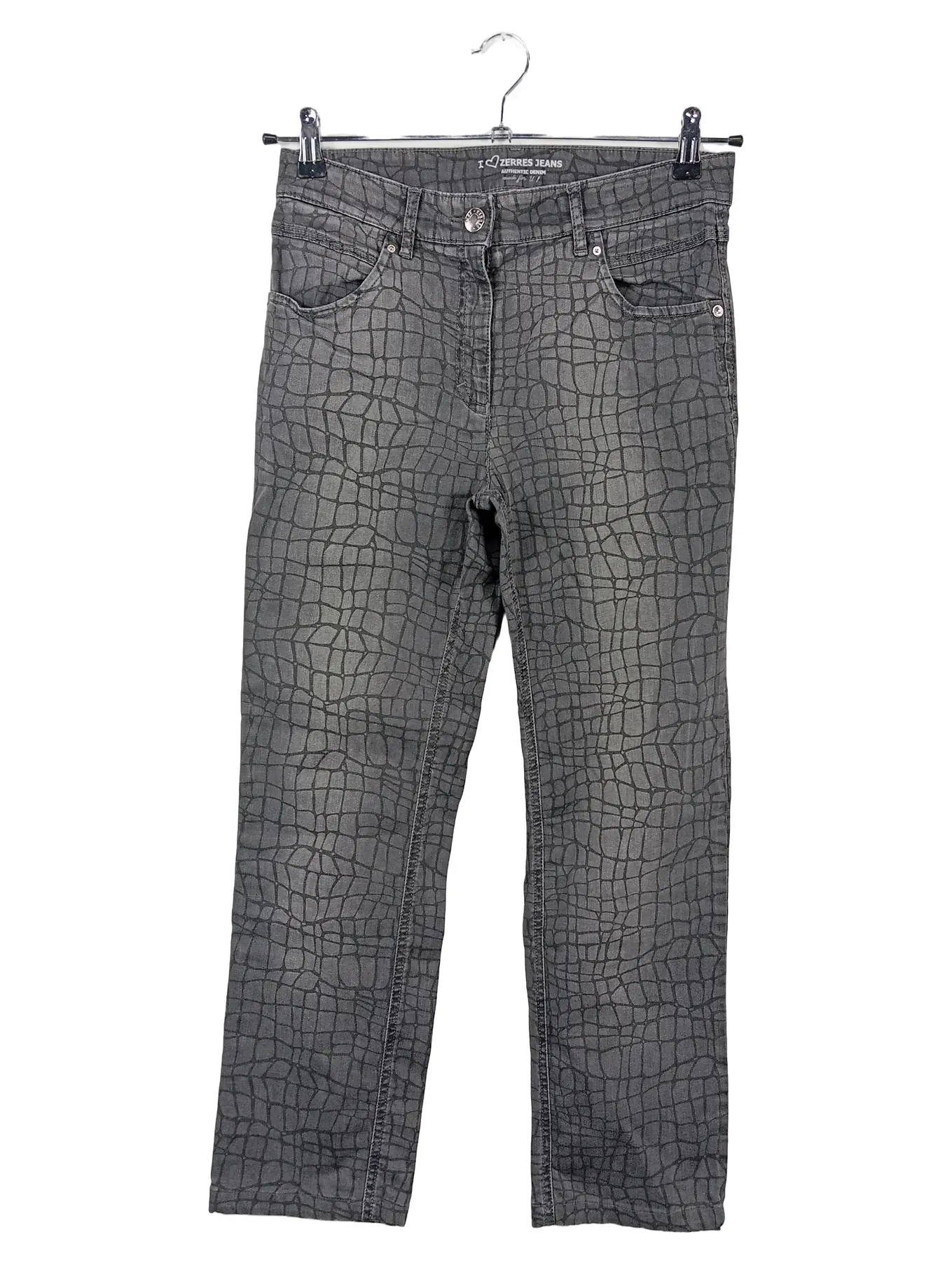 ZERRES Damen Jeans Regular Fit Grau Gr. 36 Strukturmuster