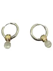 Vorschaubild 2 von Creolen Ohrringe Silber Gold mit Perlen Anhänger Damen Elegant