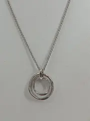 Vorschaubild 2 von Damen Halskette Edelstahl Silber Doppelring Strass 48cm