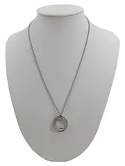 Vorschaubild 1 von Damen Halskette Edelstahl Silber Doppelring Strass 48cm