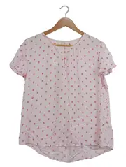 Vorschaubild 1 von Damen Bluse Rosa Erdbeermuster Kurzarm Gr. 36 S Casual Modal