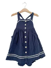 Vorschaubild 1 von Kinder Freizeitkleid Mädchen 98 Blau Gestreift Maritim Baumwolle