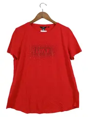 Vorschaubild 1 von Damen T-Shirt Rot Gr. 40/L Casual mit LOVE Strass Print