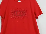 Vorschaubild 3 von Damen T-Shirt Rot Gr. 40/L Casual mit LOVE Strass Print