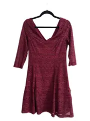 Vorschaubild 1 von Damen Freizeitkleid Gr. 38 Rot Spitze V-Ausschnitt