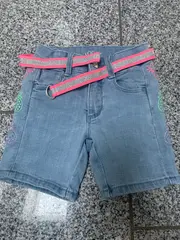 Vorschaubild 4 von Mädchen Jeans Shorts Gr. 116 Blau Tiermotive Stickerei Casual