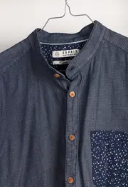 Vorschaubild 2 von Herren Freizeithemd Blau Gr. M Casual Baumwolle