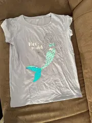 Vorschaubild 2 von Kinder Mädchen T-Shirt Gr. 158, 164 Lila Meerjungfrau Pailletten Kurzarm