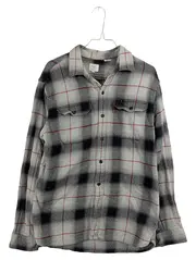 Vorschaubild 1 von Flanellhemd Herren M Kariert Grau Schwarz Rot Baumwolle Langarm