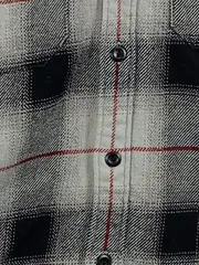 Vorschaubild 4 von Flanellhemd Herren M Kariert Grau Schwarz Rot Baumwolle Langarm